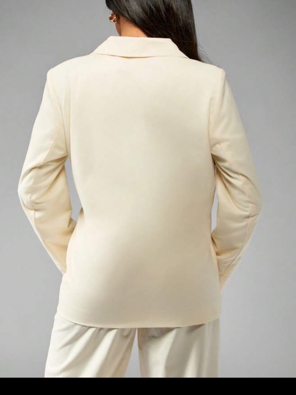 Cream Wrap Blazer Jacket with Tie Waist - Picture 2 of 6
